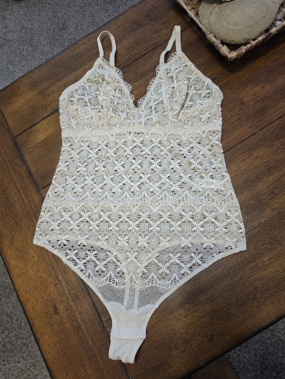 Cosabella Beige Lace Body Suit- Delicate Crochet Detail